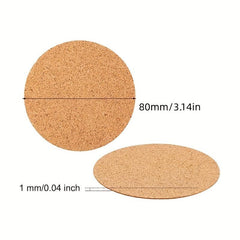 30pcs Round Cork Mat Coaster Self Adhesive Back Panel DIY Craft Materials