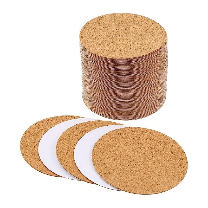 30pcs Round Cork Mat Coaster Self Adhesive Back Panel DIY Craft Materials