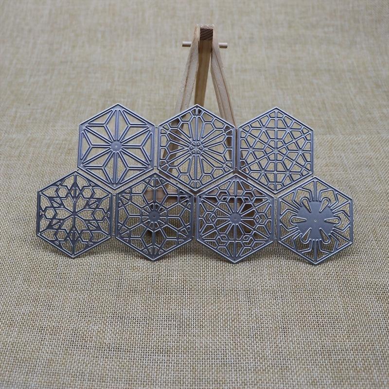 7-Piece Hexagon Flower Frame Metal Cutting Dies