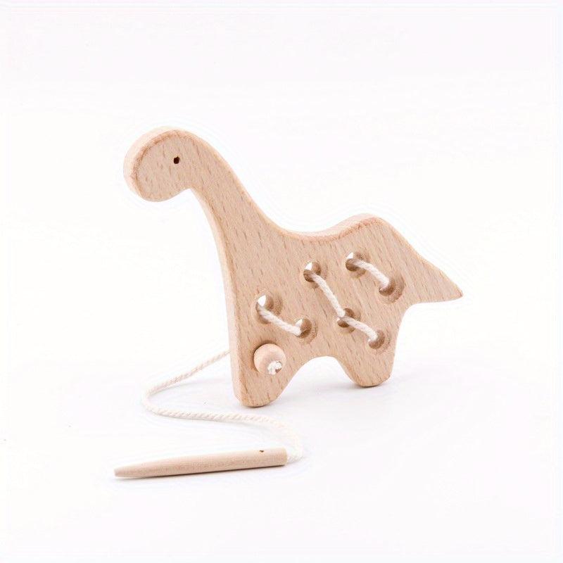 Montessori Wooden Toy Rattle Threading Board Educational Toy
