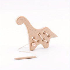 Montessori Wooden Toy Rattle Threading Board Educational Toy