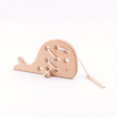 Montessori Wooden Toy Rattle Threading Board Educational Toy