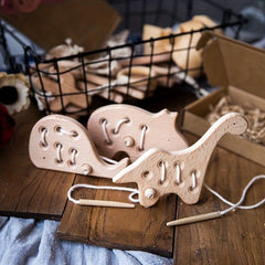 Montessori Wooden Toy Rattle Threading Board Educational Toy