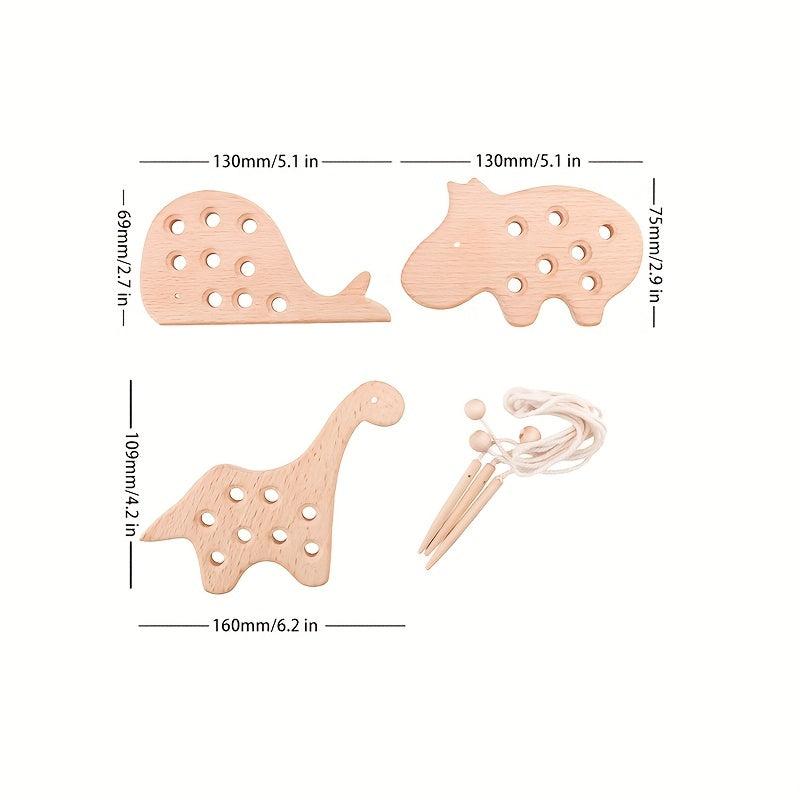 Montessori Wooden Toy Rattle Threading Board Educational Toy