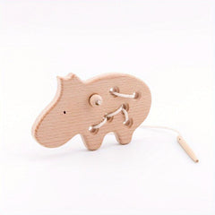 Montessori Wooden Toy Rattle Threading Board Educational Toy