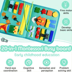 Montessori Busy Board for Toddlers Improve Basic Skills & Motor Skills