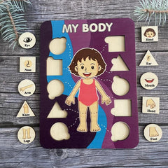 Wooden Puzzle Human Body Parts Structure Cognition