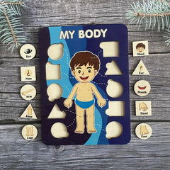Wooden Puzzle Human Body Parts Structure Cognition