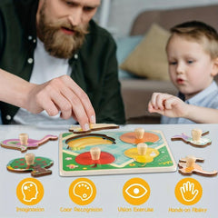 4pcs Wooden Puzzle Hand Grab Board Educational Toy