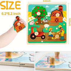 4pcs Wooden Puzzle Hand Grab Board Educational Toy