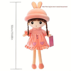 Fluffy Rag Doll Plush Soft Stuffed Toy Doll Rabbit Ear Hat Skirt