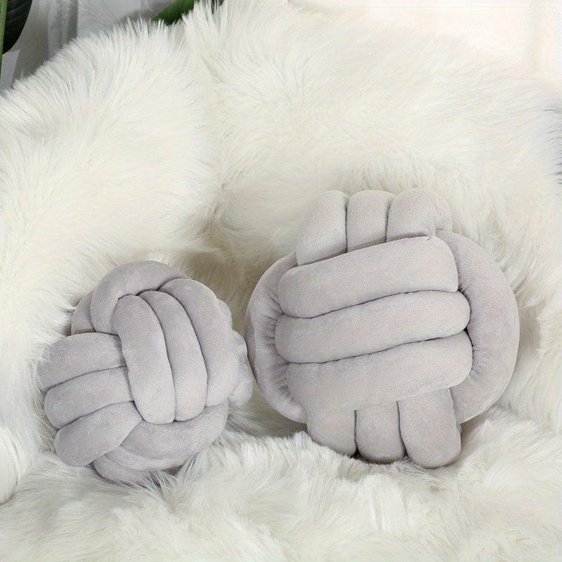 Small Round Throw Pillow Cushion Plush Knot Ball Decorative Pillow