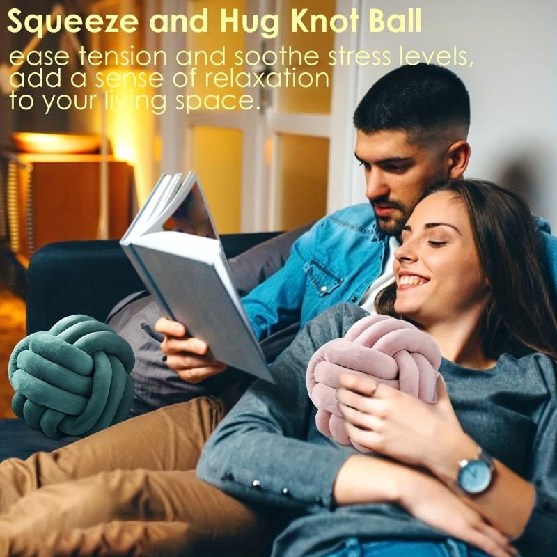 Small Round Throw Pillow Cushion Plush Knot Ball Decorative Pillow