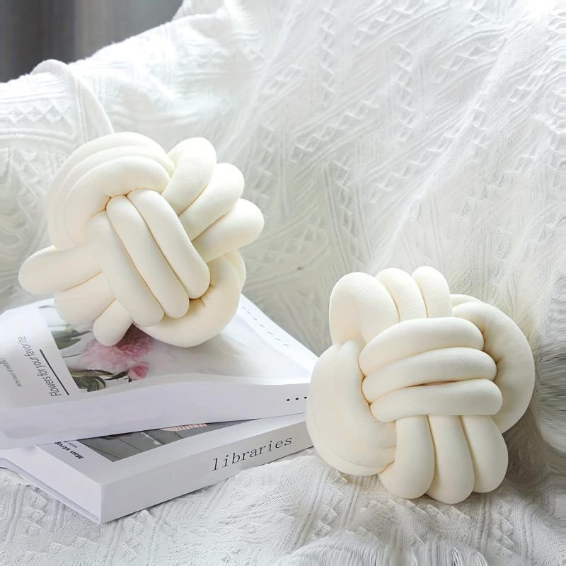 Small Round Throw Pillow Cushion Plush Knot Ball Decorative Pillow