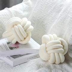 Small Round Throw Pillow Cushion Plush Knot Ball Decorative Pillow