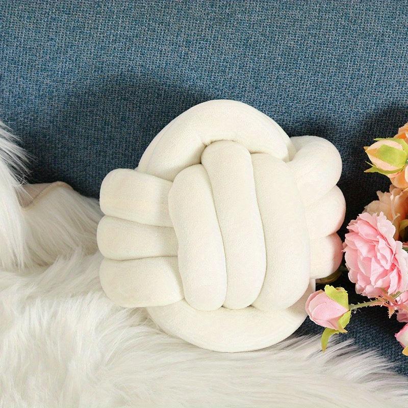 Small Round Throw Pillow Cushion Plush Knot Ball Decorative Pillow