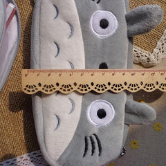 Gray Plush Cartoon Pencil Case Cute Pouch