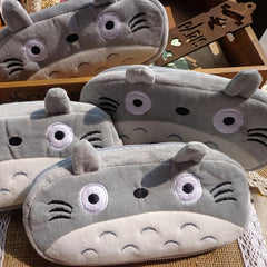 Gray Plush Cartoon Pencil Case Cute Pouch