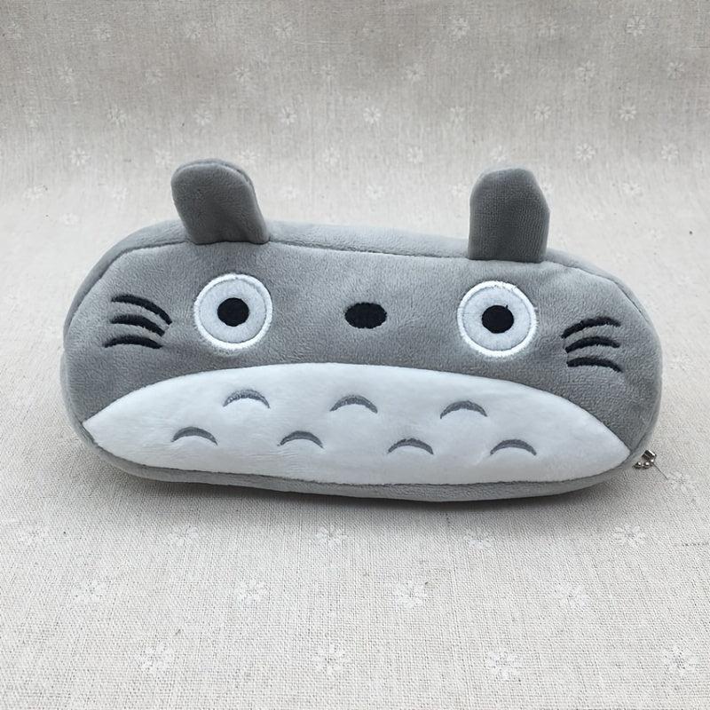 Gray Plush Cartoon Pencil Case Cute Pouch