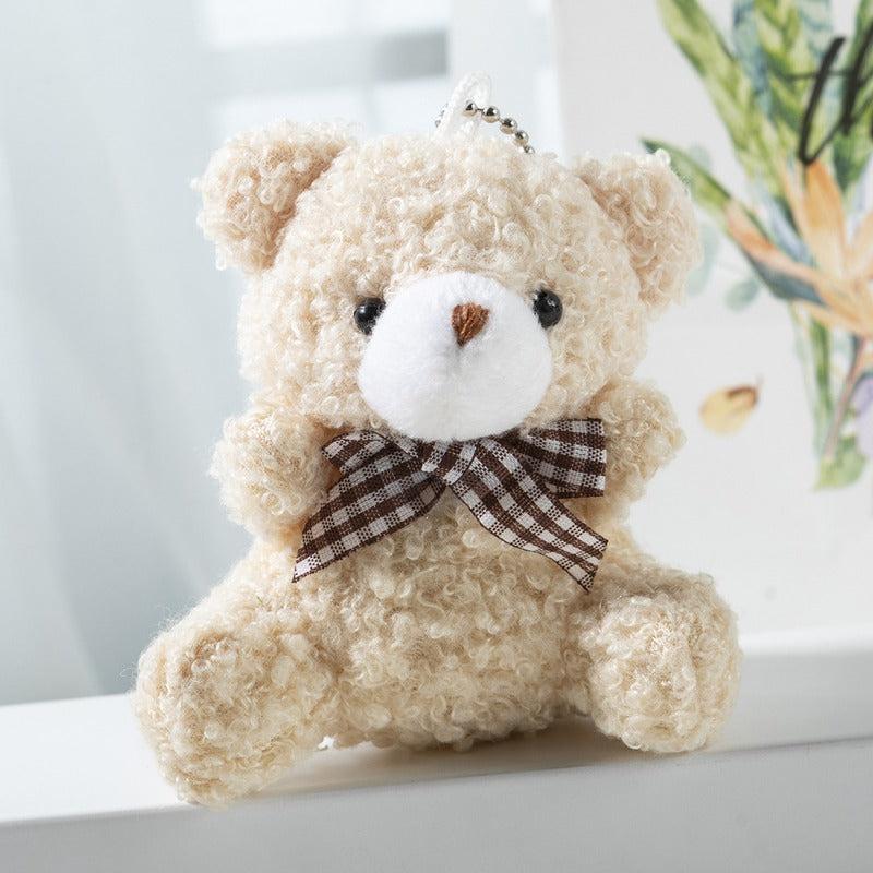 Mini Bow Tie Bear Plush Toy Bag Car Keychain Pendant Doll