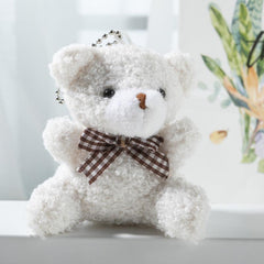 Mini Bow Tie Bear Plush Toy Bag Car Keychain Pendant Doll