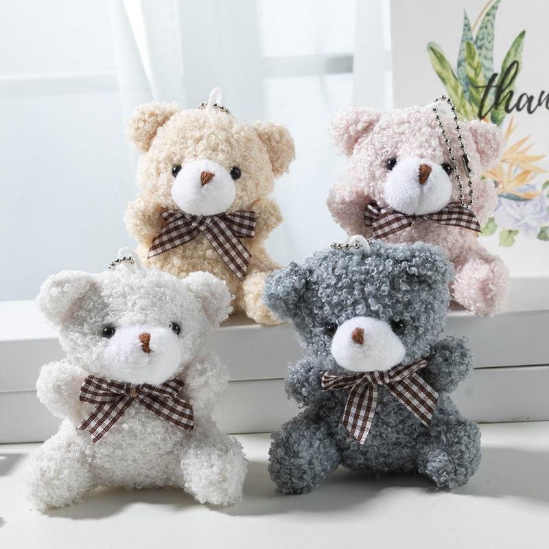 Mini Bow Tie Bear Plush Toy Bag Car Keychain Pendant Doll