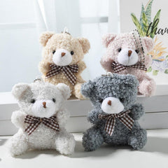 Mini Bow Tie Bear Plush Toy Bag Car Keychain Pendant Doll