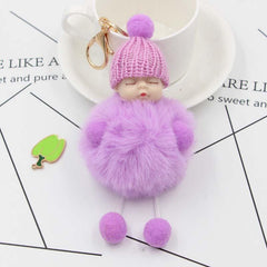 Cartoon Doll Fur Ball Key Chain Plush Doll Pendant