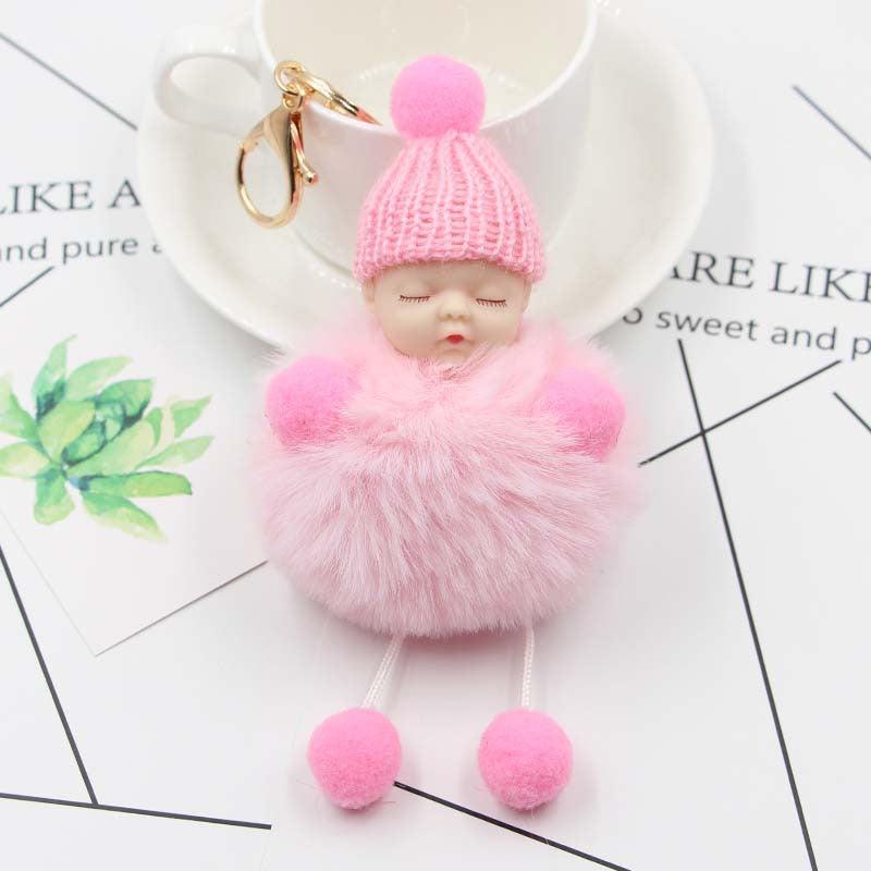 Cartoon Doll Fur Ball Key Chain Plush Doll Pendant