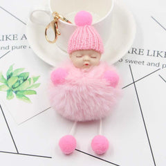 Cartoon Doll Fur Ball Key Chain Plush Doll Pendant