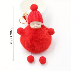 Cartoon Doll Fur Ball Key Chain Plush Doll Pendant