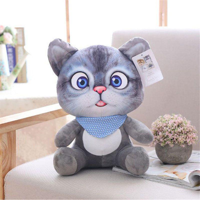 Cute 3D Soft Cat Dolls - Stuffed Animal Toys & Pillow Cushions for Kids
