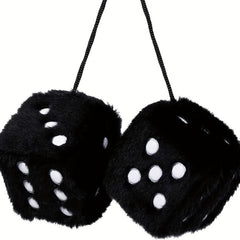 Retro Square Mirror Hanging Fuzzy Plush Dice For Car Interior