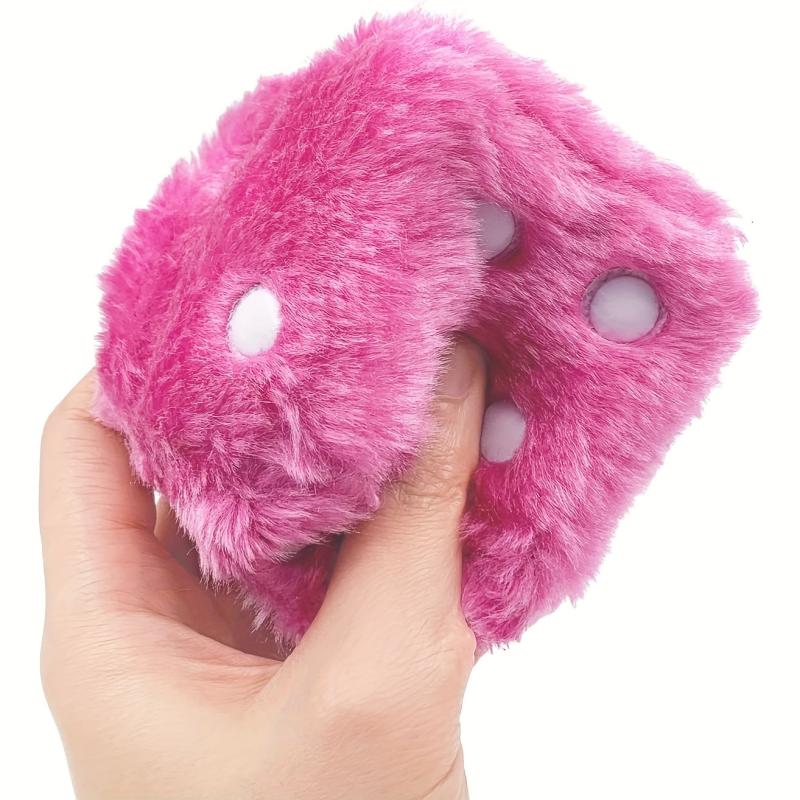 Retro Square Mirror Hanging Fuzzy Plush Dice For Car Interior