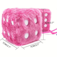 Retro Square Mirror Hanging Fuzzy Plush Dice For Car Interior