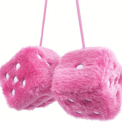Retro Square Mirror Hanging Fuzzy Plush Dice For Car Interior