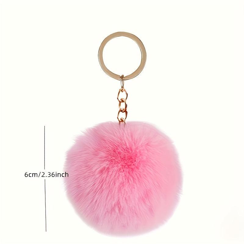 Rabbit Fur Ball Key Chain Pendant Plush Women's Accessory
