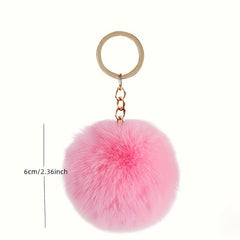 Rabbit Fur Ball Key Chain Pendant Plush Women's Accessory