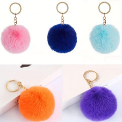 Rabbit Fur Ball Key Chain Pendant Plush Women's Accessory
