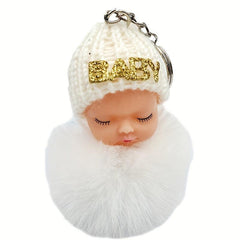 Sleep Doll Fur Ball Keychain Cartoon Baby Fur Bag Pendant