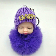 Sleep Doll Fur Ball Keychain Cartoon Baby Fur Bag Pendant