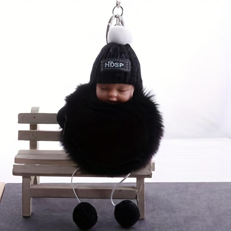 Sleep Doll Fur Ball Keychain Cartoon Baby Fur Bag Pendant