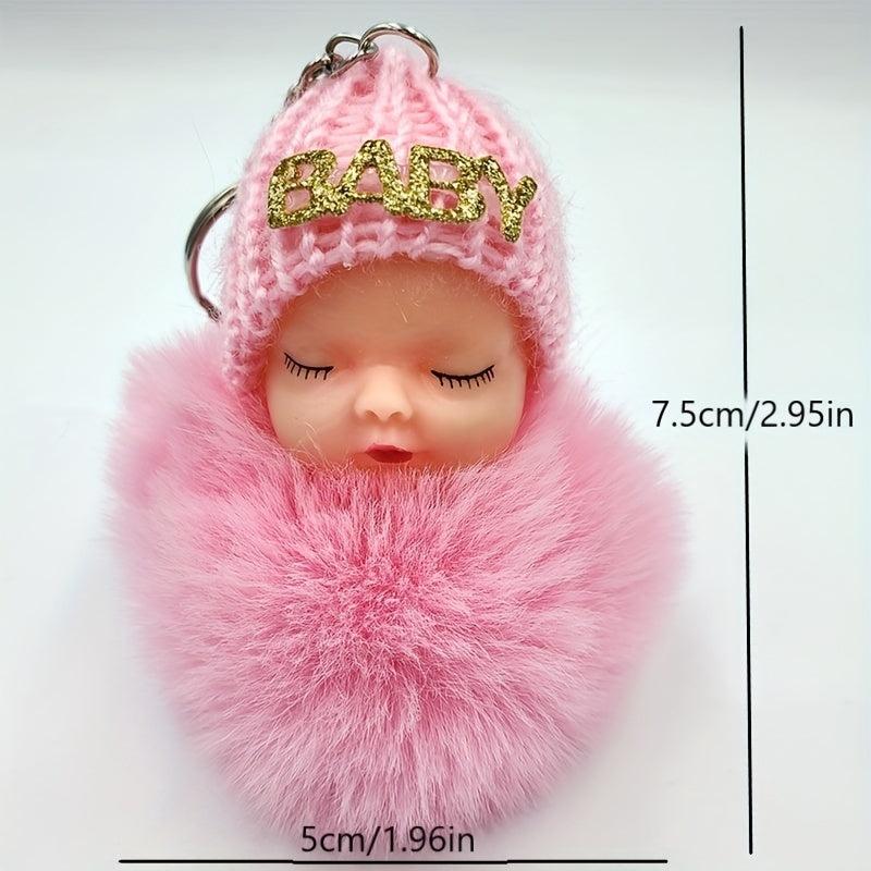 Sleep Doll Fur Ball Keychain Cartoon Baby Fur Bag Pendant