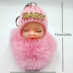 Sleep Doll Fur Ball Keychain Cartoon Baby Fur Bag Pendant
