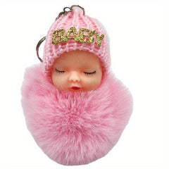 Sleep Doll Fur Ball Keychain Cartoon Baby Fur Bag Pendant
