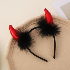 Halloween Demon Head Hoop Red Dark Horn Headwear