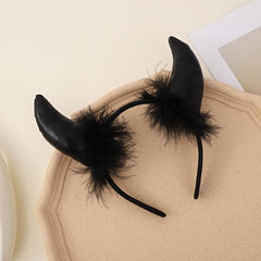 Halloween Demon Head Hoop Red Dark Horn Headwear