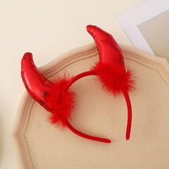 Halloween Demon Head Hoop Red Dark Horn Headwear