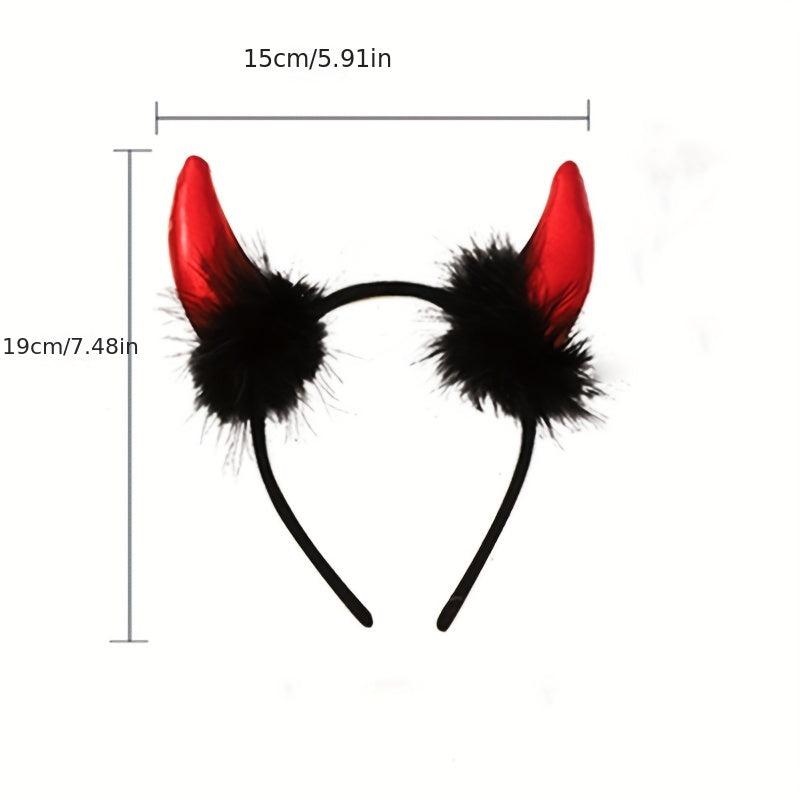 Halloween Demon Head Hoop Red Dark Horn Headwear