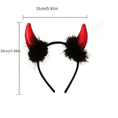 Halloween Demon Head Hoop Red Dark Horn Headwear